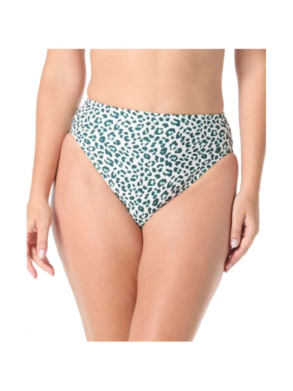 Coco Reef Women's Large Teal Leopard Print High Waist Bikini Bottom NWT